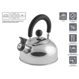 Чайник со свистком, нержавеющая сталь, 1.2 л, серия Holiday,  серебристый металлик, PERFECTO LINEA