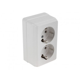 Розетка 2-ая (открытая, с/з) белая, BRON, MUTLUSAN