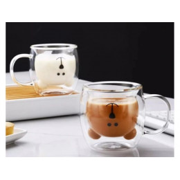 Кружка стеклянная с двойными стенками, 250 мл, синяя, серия Bear, PERFECTO LINEA