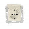 Розетка 1-ая (скрытая, без рамки, с/з, с крышкой) кремовая, RITA, MUTLUSAN