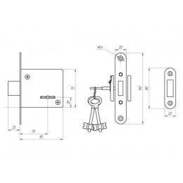 Замок врезной Зенит ЗВ8-4.1 (3 ключа)