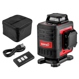 Нивелир лазерный линейный WORTEX LX LL 0340-2 (4х360°, до 25 м, +/- 0.3 мм/м, зеленый)