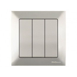 Выключатель 3-клав. (скрытый, винт. зажим) титан, DARIA, MUTLUSAN