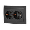 Розетка 2-ая (скрытая, с/з) черная, Стандарт, Юпитер