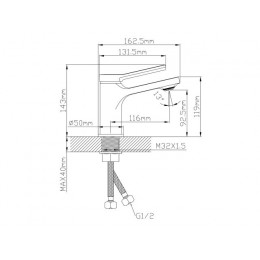Смеситель для умывальника D35, серия 730 черный ECONOCE