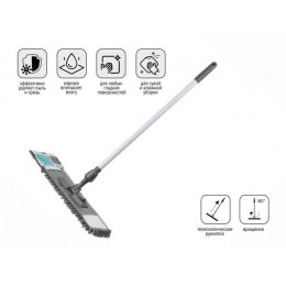 Швабра для пола с насадкой из шенилла, серая, PERFECTO LINEA