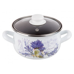 Кастрюля стальная эмалированная, 2.8 л, серия Букет лаванды, PERFECTO LINEA