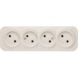 Розетка 4-ая (открытая, б/з) бежевая, Bailly, LEIDEN ELECTRIC