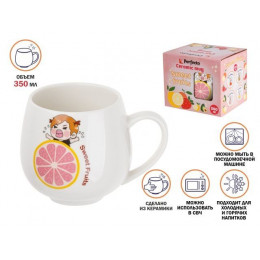 Кружка керамическая, 350 мл, Sweet fruits, грейпфрут, PERFECTO LINEA