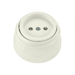 Розетка 1-ая (открытая, б/з, з/ш) бежевая, Ретро, BYLECTRICA