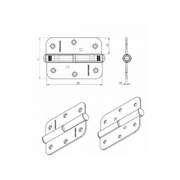 Петля 85 мм правая, белый цинк STARFIX