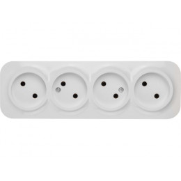Розетка 4-ая (открытая, б/з) белая, Bailly, LEIDEN ELECTRIC