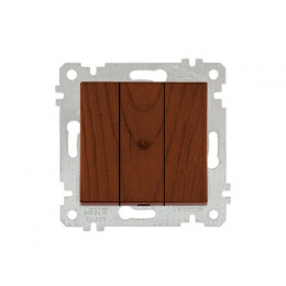 Выключатель 3-клав. (скрытый, без рамки, винт. зажим) орех, RITA, MUTLUSAN