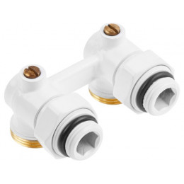 Клапан угловой шаровый 3/4" нар. для радиатора (мультифлекс), Белый, AV Engineering (инд. упак.)