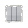 Выключатель 3-клав. (скрытый, винт. зажим) серебро, ELITRA, MUTLUSAN