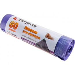 Мешки для мусора особопрочные с затяжкой, 60 л, 10 шт., PERFECTO LINEA