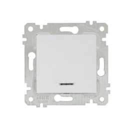 Выключатель 1-клав. (с подсветкой, скрытый, без рамки, винт. зажим) белый, RITA, MUTLUSAN
