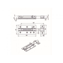 Задвижка дверная 120 мм ЗД-09, белый цинк STARFIX