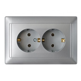 Розетка 2-ая (скрытая, с/з) серебро, Стиль, Bylectrica