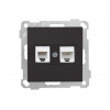 Розетка телефонная + компьютерная (RJ12+Cat5e, скрытая, без рамки) черная, DARIA, MUTLUSAN