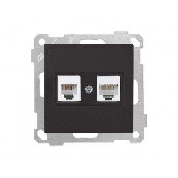 Розетка телефонная + компьютерная (RJ12+Cat5e, скрытая, без рамки) черная, DARIA, MUTLUSAN