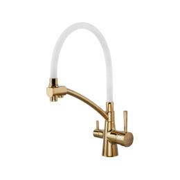 Смеситель для кухни (Lt) D35, серия LUX с краном для пит. воды золото AV Engineering