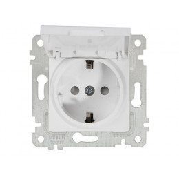 Розетка 1-ая (скрытая, без рамки, с/з, шторки, с крышкой) белая, RITA, MUTLUSAN