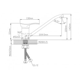 Смеситель для кухни (Lt) D40, серия JAS AV Engineering