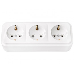 Розетка 3-ая (открытая, с/з) белая, Пралеска, Bylectrica