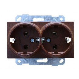 Розетка 2-ая (скрытая, с/з, керамика) орех, RITA, MUTLUSAN