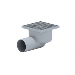 Сливной трап гориз. 50 TQ5102 сух.затв., реш.нерж.. 100х100 мм, сер., РТП