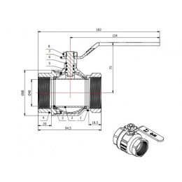 Кран шаровый 1 1/2" вн.-вн. ручка PN25, AV Engineering