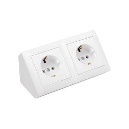Розетка 2-ая угловая (c/з) белая, Стиль, Bylectrica