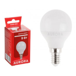 Лампа светодиодная G45 ШАР 9Вт 230В E14 4500K AURORA