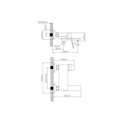 Смеситель для ванны D35-A черный, серия 800 ECONOCE