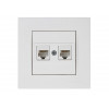 Розетка компьютерная 2xRJ45 (Cat6, скрытая) белая, RITA, MUTLUSAN
