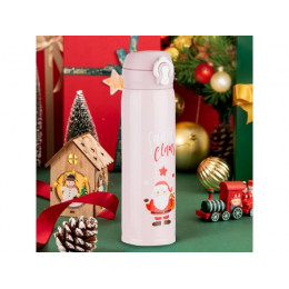 Термос, 500 мл, нержавеющая сталь, MERRY CHRISTMAS, розовый, PERFECTO LINEA