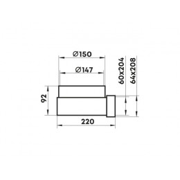 Колено воздуховода 823 плоск/кругл. каналов 204х60/150 мм ZERNBERG