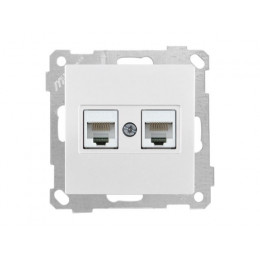Розетка компьютерная 2xRJ45 (Cat5e) белая, ELITRA, MUTLUSAN