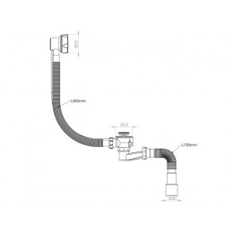 Сифон для ванны автомат, с гибкой трубой 1 1/2" - 40/50 мм, AV Engineering