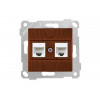 Розетка компьютерная 2xRJ45 (Cat5e, скрытая, без рамки) орех, RITA, MUTLUSAN