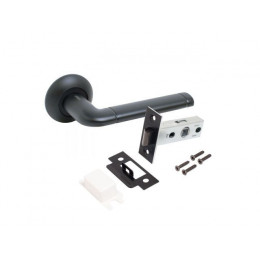 Комплект ручка и защелкаАЛЛЮР АРТ "ПОЛО" BL+L45-8 BL (15150/S45) матовый черный  (20) (компл)