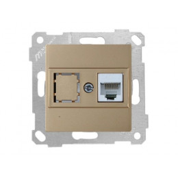 Розетка компьютерная 1xRJ45 (Cat5e, скрытая, без рамки) золото, RITA, MUTLUSAN