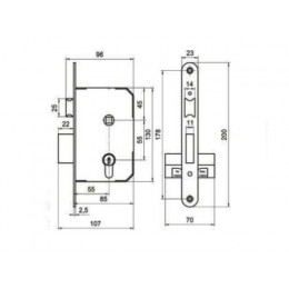 Замок врезной Омега ЗВ7 (медь)
