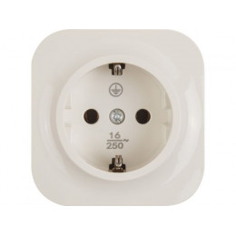 Розетка 1-ая (открытая, с/з) бежевая, Bailly, LEIDEN ELECTRIC