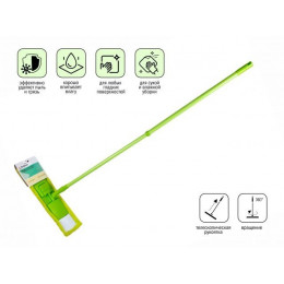 Швабра для пола с насадкой из микрофибры Solid, зеленая, PERFECTO LINEA