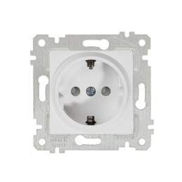 Розетка 1-ая (скрытая, без рамки, с/з, шторки) белая, RITA, MUTLUSAN
