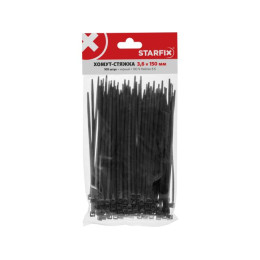 Хомут-стяжка 3.6х150 мм черный (100 шт в уп.) STARFIX