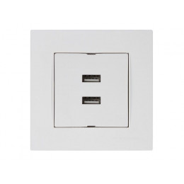 Розетка компьютерная 2хUSB (скрытая, горизонт.) белая, RITA, MUTLUSAN