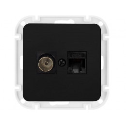 Розетка 2-ая комби компьютерная+телевизионная (скрытая) карбон, Astrum, BYLECTRICA